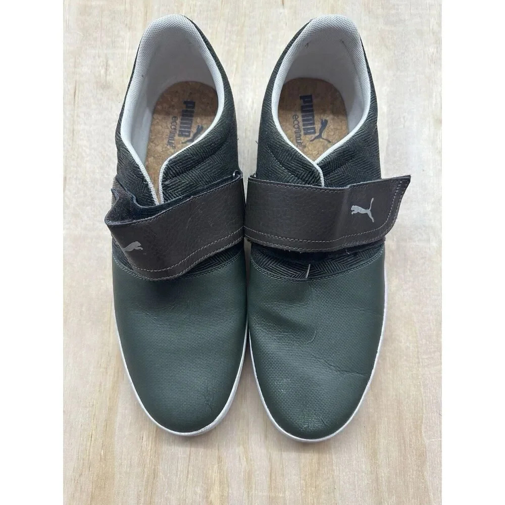 Puma El Rey Men’s Shoes Slip‎ On Sz 14 Green Brown Cork Insole Ecolite